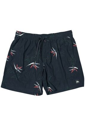 Quicksilver Men’s Hybrid Swim Trunks Black Multicolor Floral Print Drawstring XL